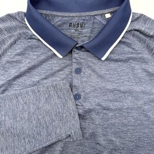 Rhone Polo Shirt Men's XL Blue‎ Golf Performance Stretch Long Sleeve